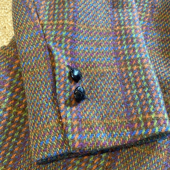 Vintage RARE Find Giorgio Sant’Angelo Tweed Plaid Pure Wool Blazer 12 *Flaw - Picture 7 of 15